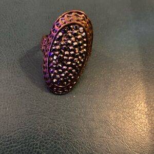 Vintage copper tone rhinestone ring​ 10